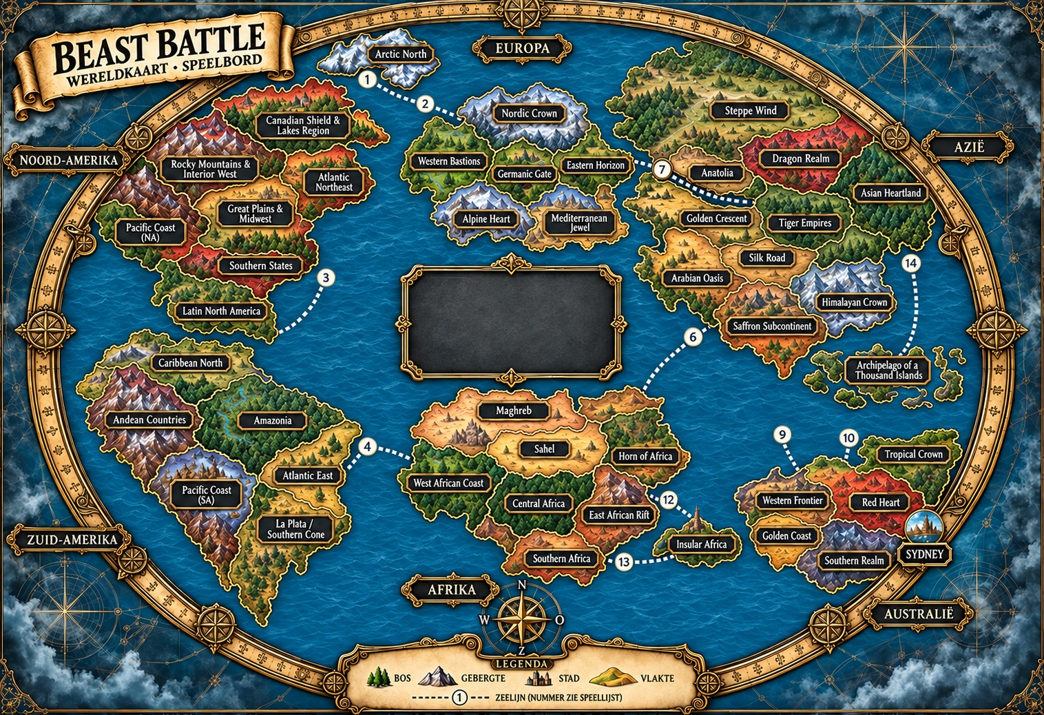 Preview van het ronde Beast Battle spelbord